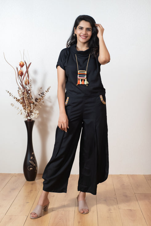 Black Coord Set with Neck Piece , Full view